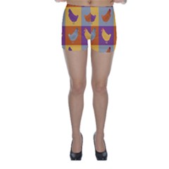 Chickens Pixel Pattern - Version 1a Skinny Shorts by wagnerps