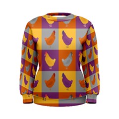 Chickens Pixel Pattern - Version 1a Women s Sweatshirt by wagnerps