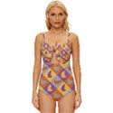 Chickens Pixel Pattern - Version 1b Knot Front One-Piece Swimsuit View1