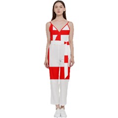 Bologna Flag V-neck Spaghetti Strap Tie Front Jumpsuit by tony4urban