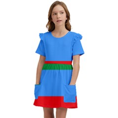 Dagestan Flag Kids  Frilly Sleeves Pocket Dress by tony4urban