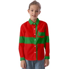 Bornholm Denmark Flag Kids  Long Sleeve Shirt by tony4urban