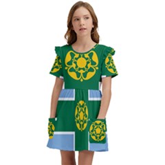 Derbyshire Flag Kids  Frilly Sleeves Pocket Dress by tony4urban