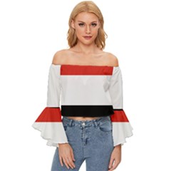 Kujawsko-pomorskie Flag Off Shoulder Flutter Bell Sleeve Top by tony4urban