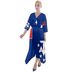 French Southern Territories Quarter Sleeve Wrap Front Maxi Dress by tony4urban