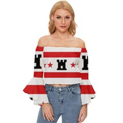 Drenthe Flag Off Shoulder Flutter Bell Sleeve Top by tony4urban