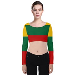 Lithuania Velvet Long Sleeve Crop Top by tony4urban