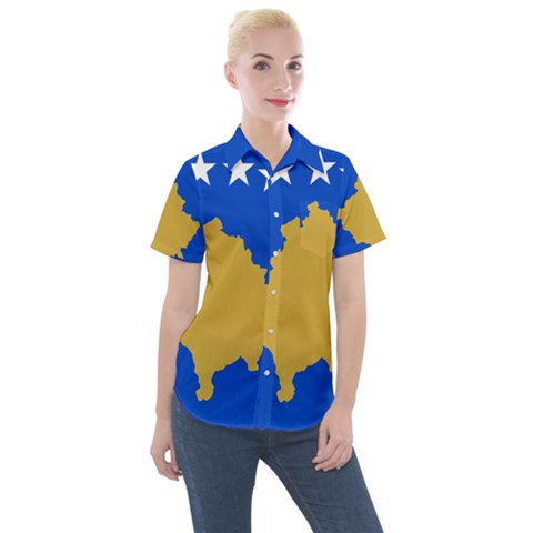 Kosovo Women s Short Sleeve Pocket Shirt by tony4urban