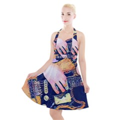 Stevie Ray Guitar  Halter Party Swing Dress  by StarvingArtisan