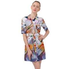 Daisy Painting  Belted Shirt Dress by StarvingArtisan