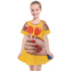 Valentine Day Lolly Candy Heart Kids  Smock Dress by artworkshop