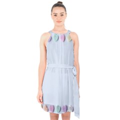 Valentine Day Heart Pattern Capsule Halter Collar Waist Tie Chiffon Dress by artworkshop