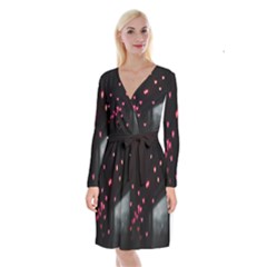 Love Valentine s Day Long Sleeve Velvet Front Wrap Dress by artworkshop