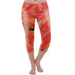 Aglonema Leaf Plant Pattern Flora Capri Yoga Leggings by danenraven