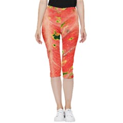 Aglonema Leaf Plant Pattern Flora Inside Out Lightweight Velour Capri Leggings  by danenraven