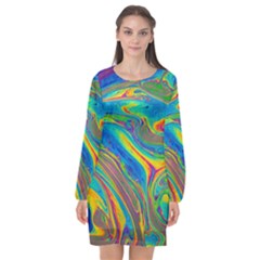 My Bubble Project Fit To Screen Long Sleeve Chiffon Shift Dress  by artworkshop