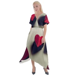 Valentine Day Heart 3d Cross Front Sharkbite Hem Maxi Dress by artworkshop