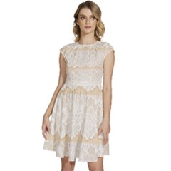 Vintage Lace Look  Cap Sleeve High Waist Dress