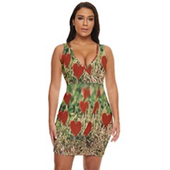 Valentine Day Heart Pattern Love Draped Bodycon Dress by artworkshop