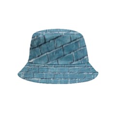 White And Blue Brick Wall Inside Out Bucket Hat (kids) by artworkshop