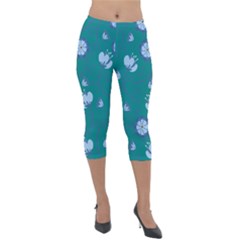 Floral-seamless-pattern Lightweight Velour Capri Leggings  by zappwaits