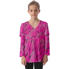 Background Pattern Texture Design Kids  V Neck Casual Top by Ravend