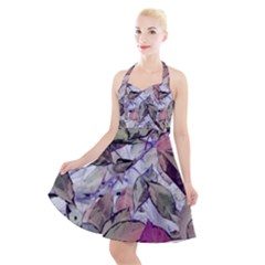 Leaves  Halter Party Swing Dress  by DinkovaArt