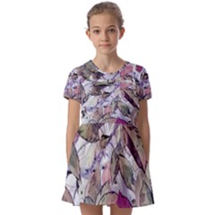 Leaves  Kids  Short Sleeve Pinafore Style Dress by DinkovaArt