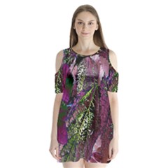 Leaves 21 Shoulder Cutout Velvet One Piece by DinkovaArt