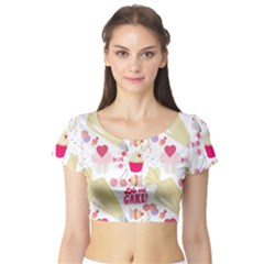 Desserts Pastries Baking Wallpaper Short Sleeve Crop Top by Ravend