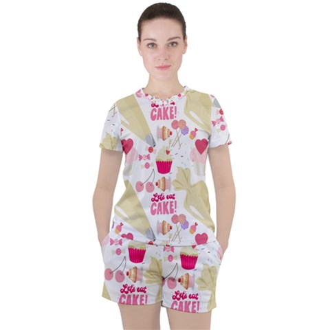 Desserts Pastries Baking Wallpaper Women s Tee And Shorts Set by Ravend