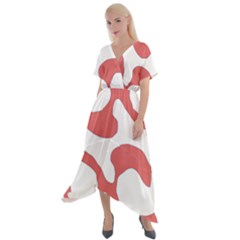 Abstract Pattern Red Swirl T- Shirt Abstract Pattern Red Swirl T- Shirt Cross Front Sharkbite Hem Maxi Dress by maxcute