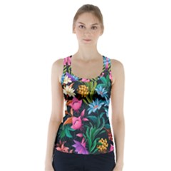 Floral Print  Racer Back Sports Top by BellaVistaTshirt02