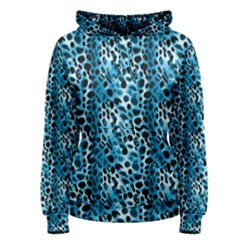 Blue Leopard Women s Pullover Hoodie by DinkovaArt