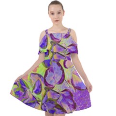 Purple Leaves Cut Out Shoulders Chiffon Dress by DinkovaArt