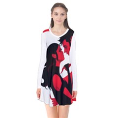 3 - Science Love And Art 2 - Science Love And Art Long Sleeve V-neck Flare Dress by LemonPear