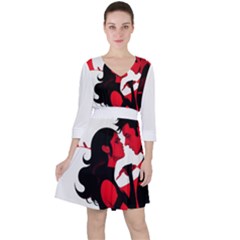 3 - Science Love And Art 2 - Science Love And Art Quarter Sleeve Ruffle Waist Dress by LemonPear