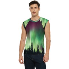 Aurora Borealis Northern Lights Nature Men s Raglan Cap Sleeve Tee by Ravend