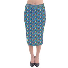 Evita Pop Art Style Graphic Motif Pattern Velvet Midi Pencil Skirt by dflcprintsclothing