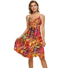 Design Art Pattern Sleeveless Tie Front Chiffon Dress by artworkshop