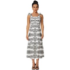 Black And White Tribal Print Pattern Tie-strap Tiered Midi Chiffon Dress by dflcprintsclothing