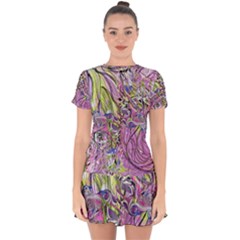 Abstract Intarsio Drop Hem Mini Chiffon Dress by kaleidomarblingart