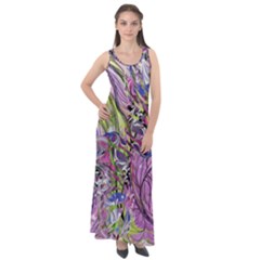 Abstract Intarsio Sleeveless Velour Maxi Dress by kaleidomarblingart