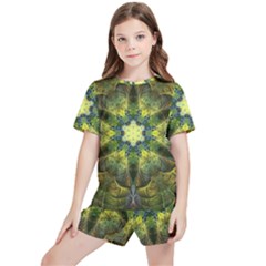 Fractal-fantasy-design-background- Kids  Tee And Sports Shorts Set by Vaneshart