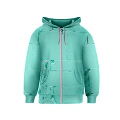 Teal Brick Texture Kids  Zipper Hoodie by artworkshop