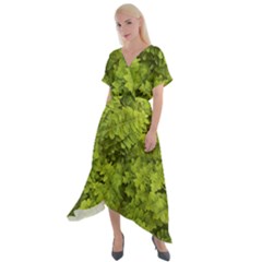 Botanical Motif Plants Detail Photography Cross Front Sharkbite Hem Maxi Dress by dflcprintsclothing