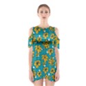 Turquoise And Yellow Floral Shoulder Cutout One Piece Dress View1