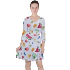 Fruit! Quarter Sleeve Ruffle Waist Dress by fructosebat