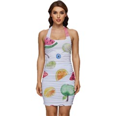 Fruit! Sleeveless Wide Square Neckline Ruched Bodycon Dress by fructosebat