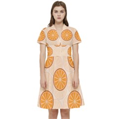 Orange Slices! Short Sleeve Waist Detail Dress by fructosebat